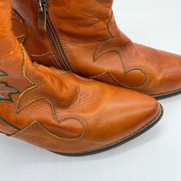 Orange Embroidered Ankle Boots - Picture 15 of 16